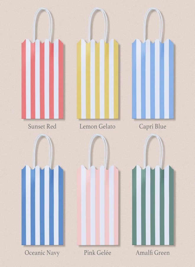 Confettiville أكياس هدايا صغيرة من كونفيتيفيل بمقابض، عبوة من 12 كيسًا ورقيًا لتوزيعات الحفلات، 5.82 × 3.15 × 8.18 بوصة، 6 تصاميم مستوحاة من ريفييرا ريترو، مثالية لأعياد الميلاد وحفلات استقبال المولود وحفلات الكريسماس. - Image 5